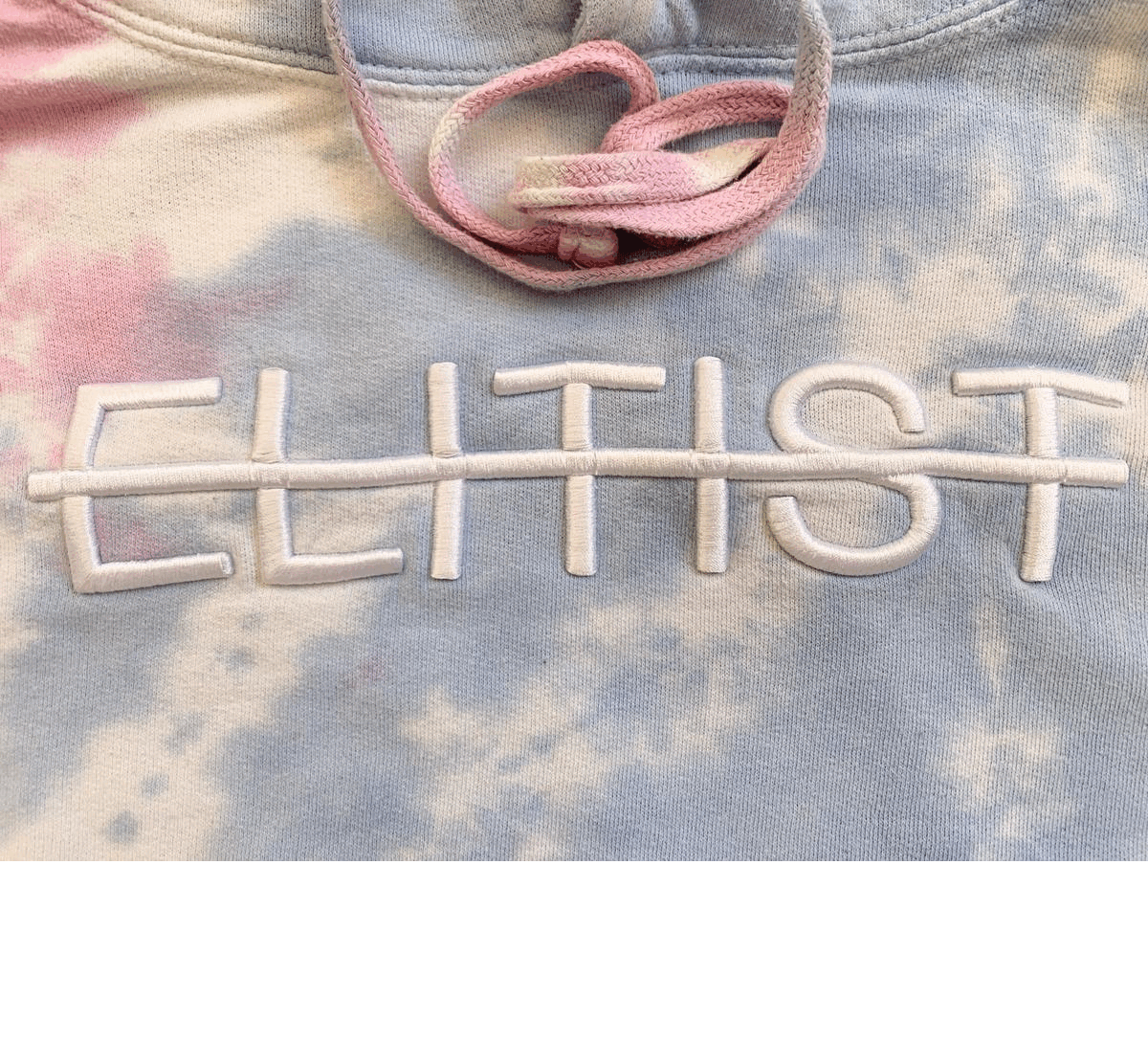 Tie-Dye Puff Embroidered ELITIST Logo Hoodie Sweatshirt